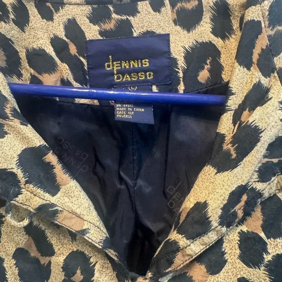 Dennis Basso Vintage Silk blend Leopard Swing Coat size Large - Picture 5 of 6